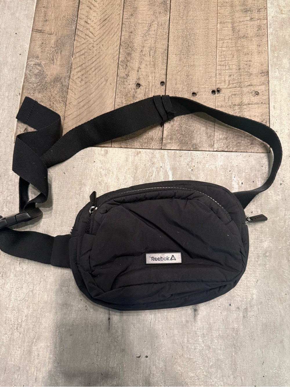 Reebok Black Nylon Waist Pack with Logo Patch